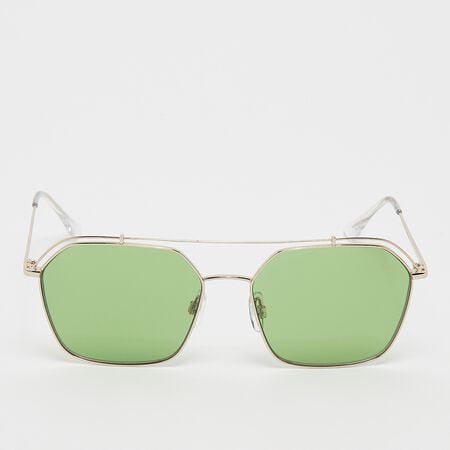 Eckige Piloten- Sonnenbrille - gold, grün 